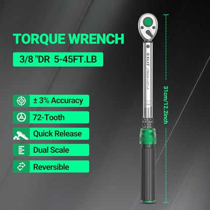 3/8" Drive Click Torque Wrench, 5-45 Ft-Lb/6.8-61Nm - size: 3/8", 5-45 ft-lb