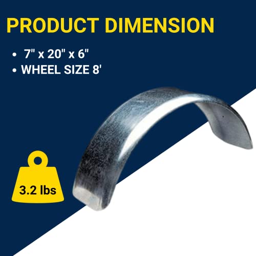 Tie Down Trailer Fender Single Axle - 16 Gauge Galvanized Steel Trailer Fender - 8" Wheel Size - 20" long 7" wide 6" tall (1 Fender) - size: 20" x 7" x 6", style: 1 Fender