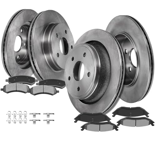 SCITOO Brake Kits Front Rear Disc Brake Rotor & Pads:53005;53006;D1084;D967 - size: 53005+D1084 & 53006+D967 [4+8PCS]