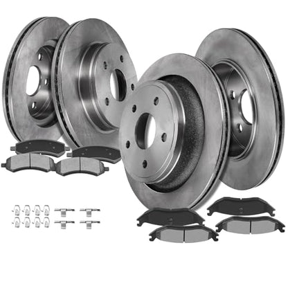SCITOO Brake Kits Front Rear Disc Brake Rotor & Pads:53005;53006;D1084;D967 - size: 53005+D1084 & 53006+D967 [4+8PCS]