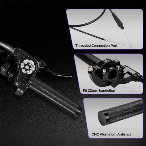 Motorcycle Twist Throttle 7/8" 22mm with Throttle Cable CNC Assembly Universal for CRF KLX SSR TTR DRZ CT200U 125 150 200 250cc Dirt Pit Bike ATV Mini Bike Black - color: black