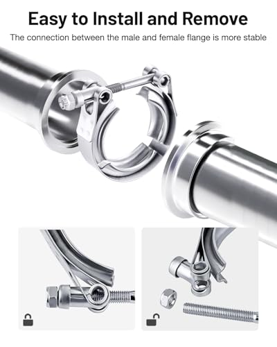 EVIL ENERGY 1.75 Inch V Band Clamp with Flange Male Female 304 Stainless Steel 1PC - size: 1.75"