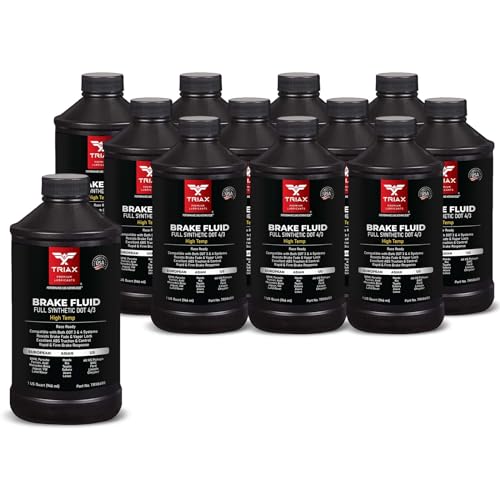 TRIAX Brake Fluid DOT 3&4 - Full Synthetic, High Temp, Heavy Duty, All-Vehicle, Race Ready - European, Asian, & US Vehicles - Resists Brake Fade & Vapor Lock, ABS Traction & Control (12 Quart Pack) - size: 12 Qt Pack