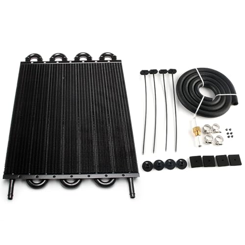 8 Pass Tube and Fin Transmission Cooler Universal 5/16" Oil Cooler Kit Aluminium Black - size: 8 Pass