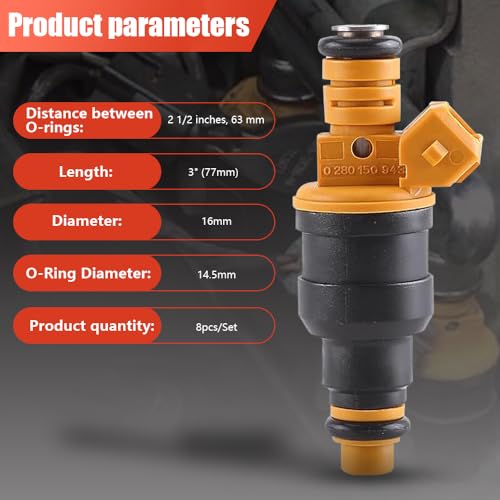 Set of 8 Fuel Injectors FIT Ford F150 F250 F350 E150 E250 E350 Mustang Expedition Explorer 4.6L 5.0L 5.4L 5.8L – Replace 0280150943, 0280150939, 0280150909