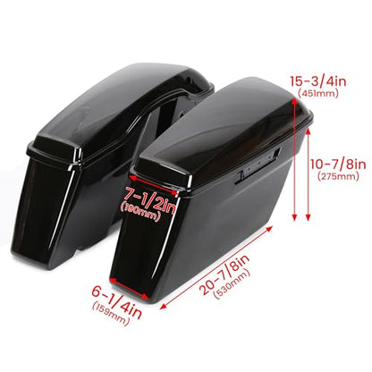 ECOTRIC Pained Hard Saddlebags Saddle Bags Compatible with Davidson - color: Black, size: Style2