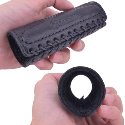 Leather Motorcycle Brake Clutch Covers, Handlebar Hand Grip Covers Throttle Grip Covers - color: Black: Handlebar Cover
