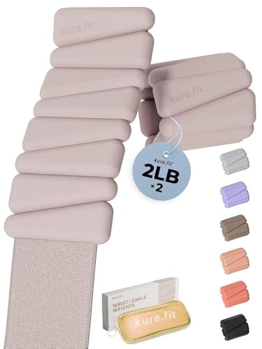 Pilates Wrist & Ankle Weights | Adjustable Weighted Bangles | 1/2/3LB Each - color: Beige, size: 2 LB