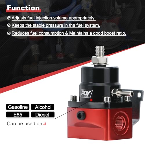 Adjustable EFI Fuel Pressure Regulator Hose Kit 3-70PSI 6AN Return feed - color: black+red