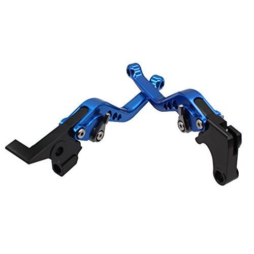 FXCNC CNC Aluminum Short Adjustable Brake Clutch Levers Compatible with YZF R3 R25 2013-2021, MT-03 MT-25 MT03 MT25 2015-2021 - color: Blue Lever with Gray Adjuster