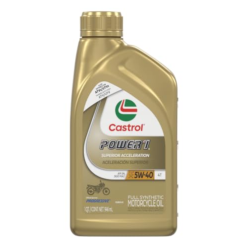 Castrol Power1 4T 5W-40 Full Synthetic Motorcycle Oil, 1 Quart, Pack of 6 - size: 1 Quart