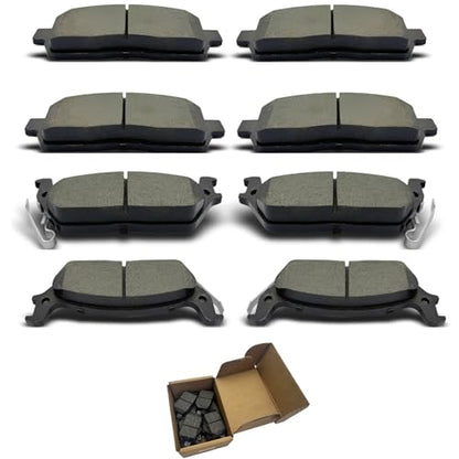 Brake Pads Sets(8 Pcs) -Front & Rear-Fit For Ford For F-150 2004-2009,Fit For Lincoln Mark LT 2006-2008| Front Rear Ceramic Brake Pads| D1083, D1012|