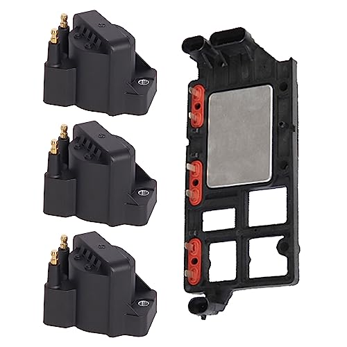 ENA 3 Ignition Coil Pack and 1 Ignition Control Module Compatible with Chevy Pontiac Buick Oldsmobile Impala Malibu Grand Prix Century Regal Alero 98 99 2.8L 3.1L 3.4L V6 Replacement for DR39 LX346