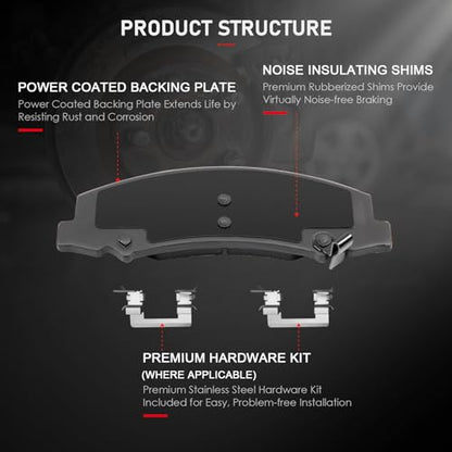 cciyu D1159 Brake Pads w/Hardware Front Disc Brake Pad Set - size: Front[D1159]