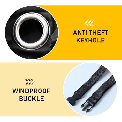 Motorcycle Cover, All Season Universal Weather Waterproof Motorcycle Covers, Sun Outdoor Protection Motorbike Cover with Lock-Holes & Storage Bag, Suitable for 250cc Cruiser Bike (Black)