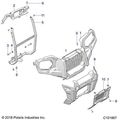 Polaris Front Cover, Lower, Gloss Black, Genuine OEM Part 5451442-070