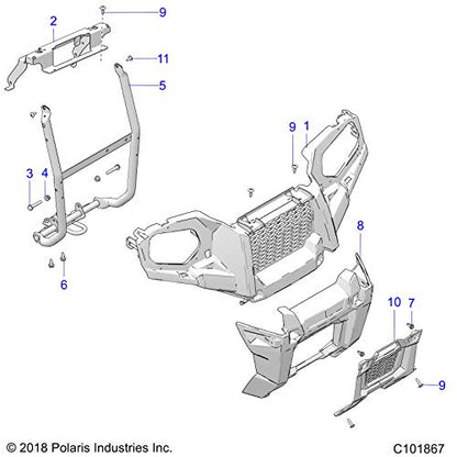 Polaris Front Cover, Lower, Gloss Black, Genuine OEM Part 5451442-070
