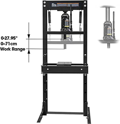 Torin ATY20011B Steel H-Frame Hydraulic Garage/Shop Floor Press with Stamping Plates, 20 Ton (40,000 lb) Capacity, Black