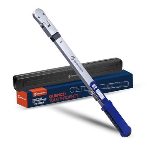 QUENCHING Torque Wrench 1/2 Inch Drive, Split Beam Design with ±4% Accuracy, Dual Scale ft-lb & Nm, 15° Flex Head, CR-V Steel, Pre-Calibrated, with Storage Case - size: 1/2"DR. 40-250 FT-LB