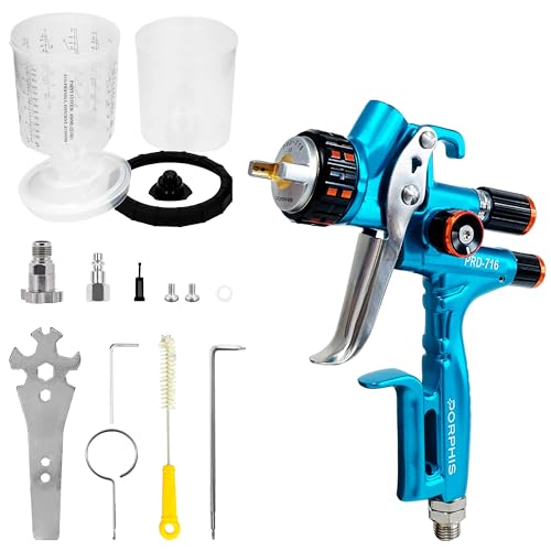 HVLP Automotive Refinishing Spray Gun PRD-716 1.3mm Nozzle Paint Spray Gun, Blue - color: Blue-Disposable paint cup