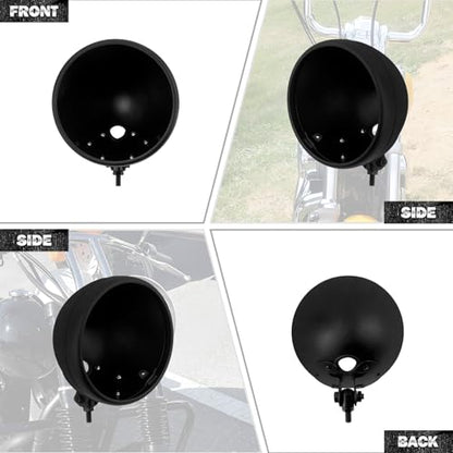 Motorcycle 7" Headlight Housing 7 Inch Head Lamp Bucket Fit for Harley Dyna Softail FX Custom Sportster XL (Black) - color: Black