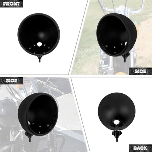 Motorcycle 7" Headlight Housing 7 Inch Head Lamp Bucket Fit for Harley Dyna Softail FX Custom Sportster XL (Black) - color: Black