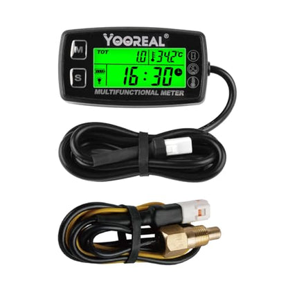 YOOREAL Engine Water Oil Temperature Gauge Digital Tachometer Hour Meter