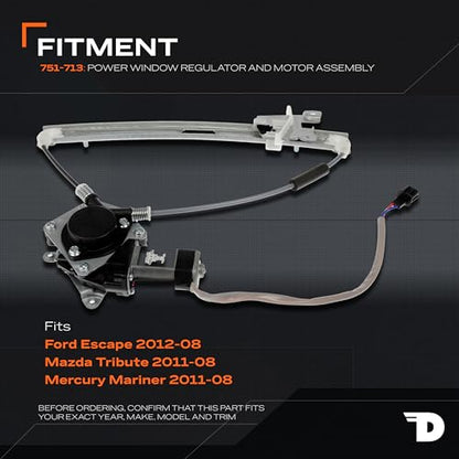 Dorman 751-713 Rear Passenger Side Power Window Regulator and Motor Assembly Compatible with Select Ford / Mazda / Mercury Models - style: Passenger Side