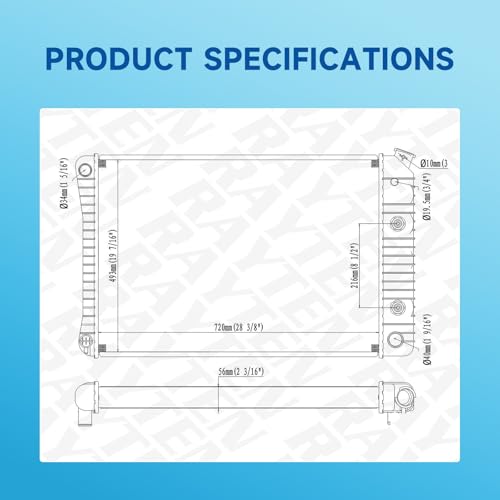 Rayten Radiator Compatible with Chevrolet Blazer/C10 C20 C30 K10 K20 K30/C10 C20 K10 K20 K30 Pickup/C10 C20 K10 K20 K30 Suburban/P10/P10 Van/P20/P20 Van/P30/P30 Van/R10/R10 Suburban/R1500 Suburban/R20 - size: RAD:730