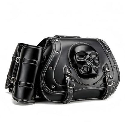 Motorcycle Saddlebag, 30L Leather Waterproof Side Saddle Bags with Cup Holder, Universal Powersports Saddlebags for Harley Davidson Sportster Dyna Softail Honda Shadow Rebel Yamaha Vulcan