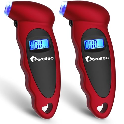 Digital Tire Pressure Gauge,Accurate Cars Air Gauge 150 PSI,2 Pack - color: Red(2PK), size: 2 Pack