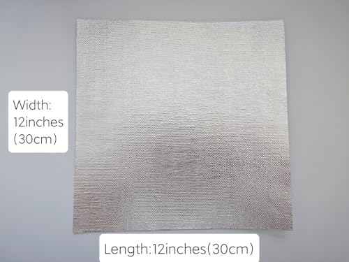 Silver Fynxir Self-Adhesive Aluminum Backed Aluminized Fiberglass Cloth Heat Shield - 12"x12" Sheet, Thermal Reflective Insulation Barrier for High Temp Protection (Automotive Exhaust, Firewall) - color: Silver, size: 12‘’ X 12''