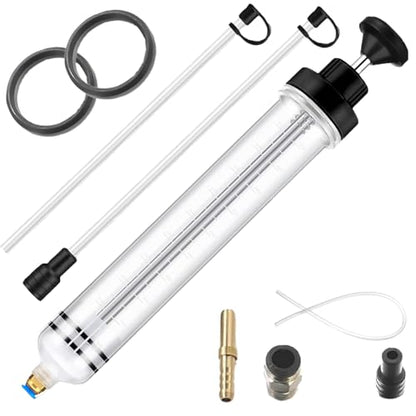 500cc Fluid Extractor Pump for Automotive Use,Manual Oil Change Syringe with 70cm Rubber Hose & 2pcs 30cm Extension Tubes for Easy Oil Change