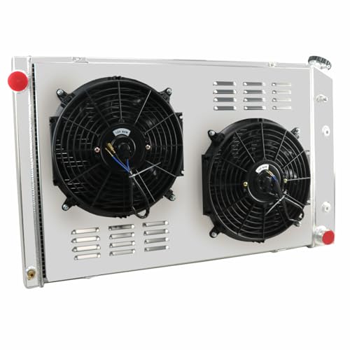 4 Row Aluminum Radiator Shroud Dual 12" Fan Relay Kit for 1973-1987 Chevy C10 C20 C30 K10 K20 GMC C1500 High Performance Racing Spec Dual Fan Relay Kit TOC