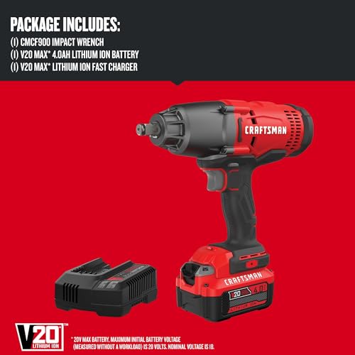 CRAFTSMAN V20 RP 1/2 inch Cordless Impact Wrench Kit, Brushless, 4Ah Battery and Charger Included (CMCF900M1) - style: Impact Wrench Kit