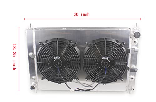 3 Row Core Full Aluminum Radiator Fan Shroud(2X12 Inches Dia.) Cover 1997-2004 for Fo r d Mu s tang GT/SVT V8 4.6 L MT/AT Aluminum Radiator - size: 84