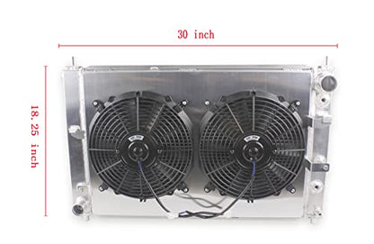 3 Row Core Full Aluminum Radiator Fan Shroud(2X12 Inches Dia.) Cover 1997-2004 for Fo r d Mu s tang GT/SVT V8 4.6 L MT/AT Aluminum Radiator - size: 84