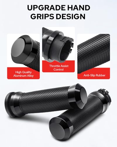 Motorcycle Hand Grips Handlebar Grips Cable Throttle Fit for Harley ’02-’17 VRSC, ’96-Later XL, ’08-’13 XR, ’96-’17 Dyna (Except FXDLS), ’96-’07 Touring - color: Black