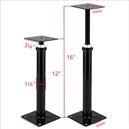2 Pack Adjustable Floor Jack,Mini Screw Jack,Telescoping Jack for Temporary Support,Post 12" to 16" (Black).