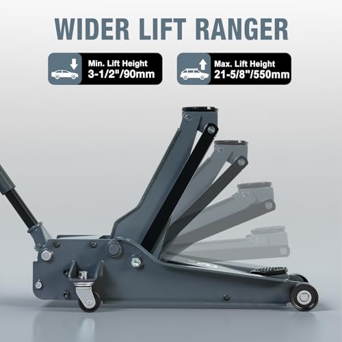 5 Ton Hydraulic Low Profile Floor Jack, Grey - color: Grey