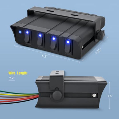 Nilight 4 Gang Rocker Switch Box Waterproof 40Amp Max - color: Blue 4 Gang Switch Box