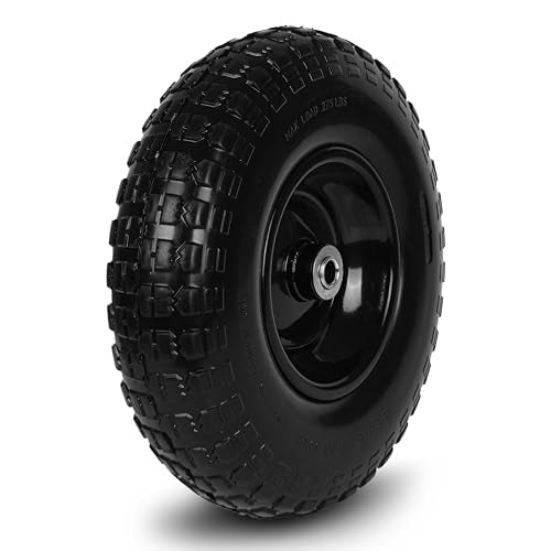 Taifa 1 PC 13 Inch Rubber Solid Flat Free Replacement Tires and Wheels 4.00-6 with 5/8'' Axle Bore Hole, Air Less Wheel for Wheelbarrow/Wagon/Hand Truck/Trolley/Garden Scooter etc. - color: 13x400-6PU-bigF-1pack