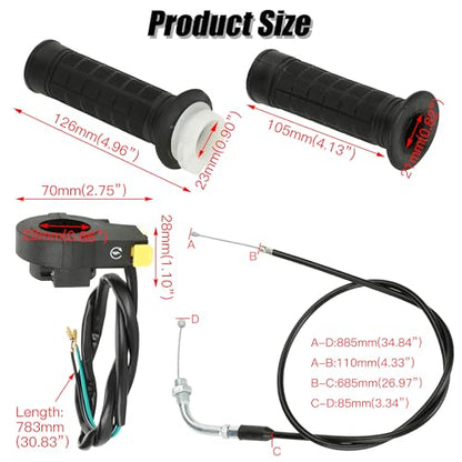 YOXUFA Throttle Cable Twist Throttle Handle Grip Assembly for 2 Stroke Engine 80cc 100cc 49cc 50cc Gas Motor Motorized Bicycle Bike Parts with 7/8" 22mm Handlebar - size: 35.4" Cable