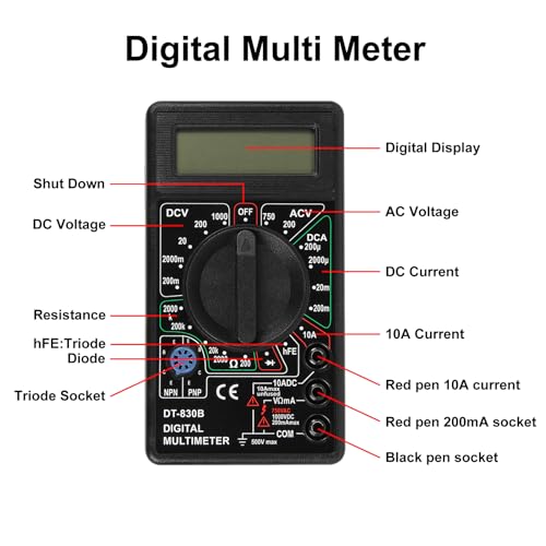 DT-830D Digital Multimeter with Buzzer Square Wave Output Voltage Ampere Ohm Tester Probe DC AC LCD Overload Protection