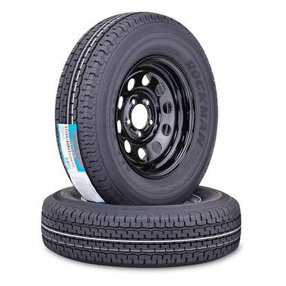 ROCKMAN Trailer Tire Wheel ST185/80R13 8-Ply D 99M 5X4.5" Black Mod Rim,Pk2 - size: ST185/80R13 8PR /5x4.5