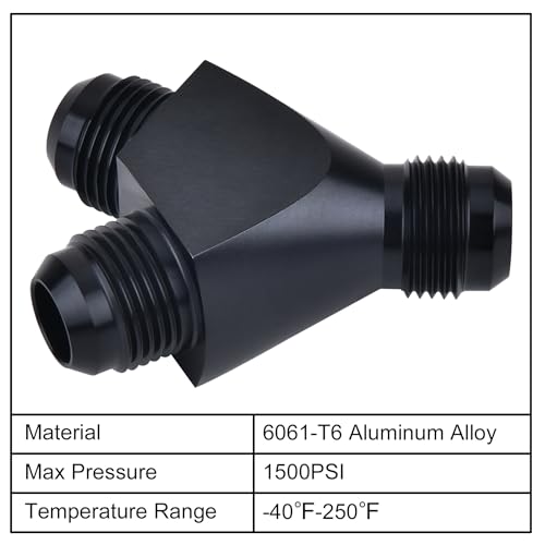 EVIL ENERGY 8AN Y Block Flare Fitting Adapter Union Splitter Black - size: 3 × 8AN