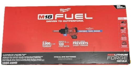 Milwaukee M18 FUEL 18V Lithium-Ion Brushless Cordless 1 in. Impact Wrench Extended Reach D-Handle Kit w/Two 12.0 Ah Batteries
