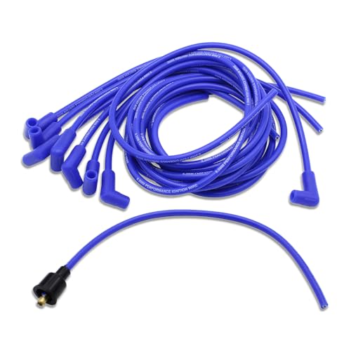 8.5mm Spark Plug Wires Set Blue with 90 Degree Boots - color: Blue, style: 90 Degree Boots