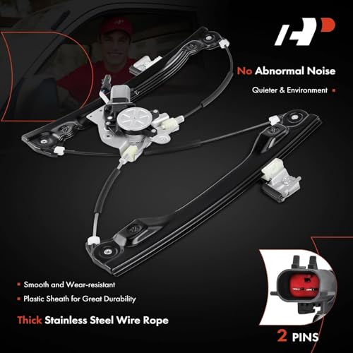A-Premium Front Driver Side Power Window Regulator with Motor Assembly - size: Front Left Driver Side, style: 2 Pins Motor