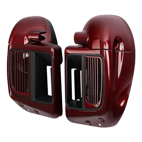 HR3 Mysterious Red Sunglo Water-Cooled Vented Fairing Lowers Kit Compatible with 2015 Electra Glide Ultra Classic FLHTCU (Replace for OEM) - color: Mysterious Red Sunglo